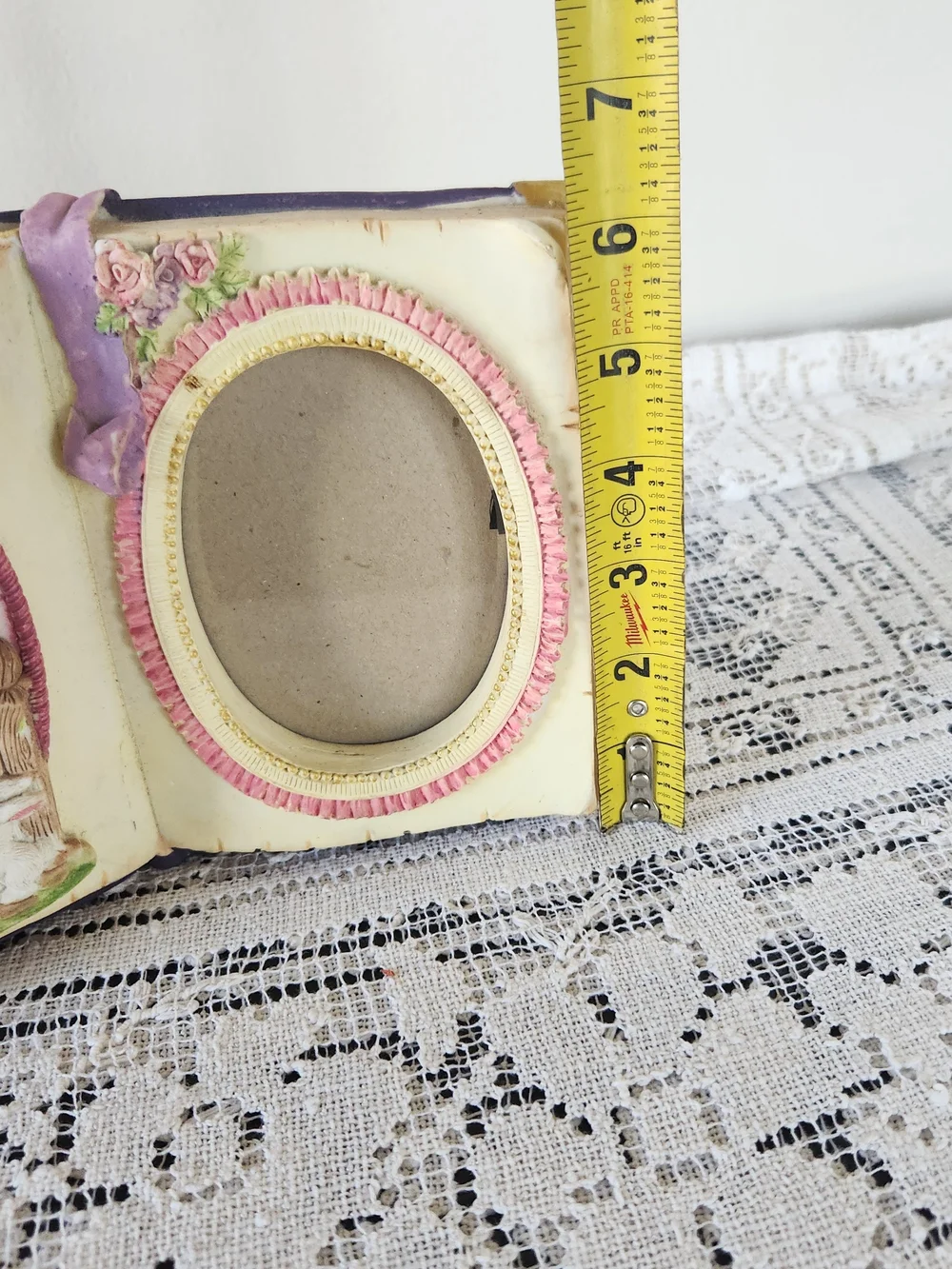 Vintage Storybook Style Ceramic Picture Frame - Pastel Pink & Cream